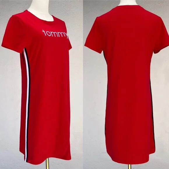 Tommy Hilfiger Tommy Embroidered Logo Red T-Shirt Dress Small / Sporty Spice - Picture 14 of 14
